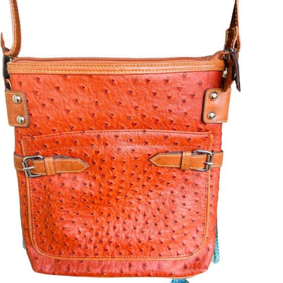 Mondani Cross Body Ostrich Embossed Women’s Bag - Picture 2 of 7